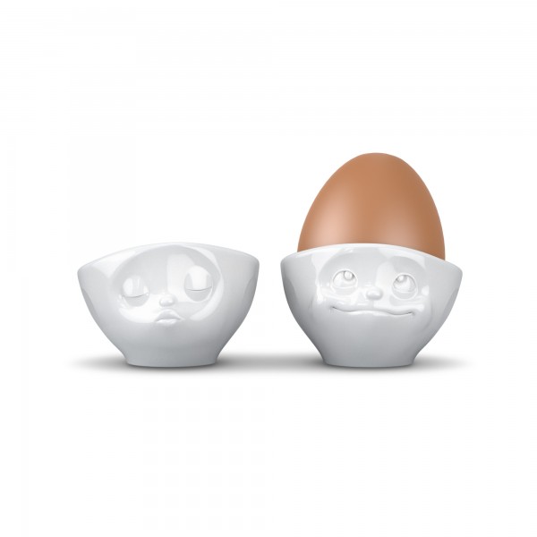 Eierbecher Set 100 ml "küssend/verträumt" weiss