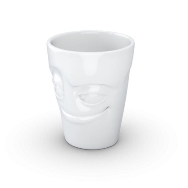 Henkelbecher "Verschmitzt" 350 ml (weiß)