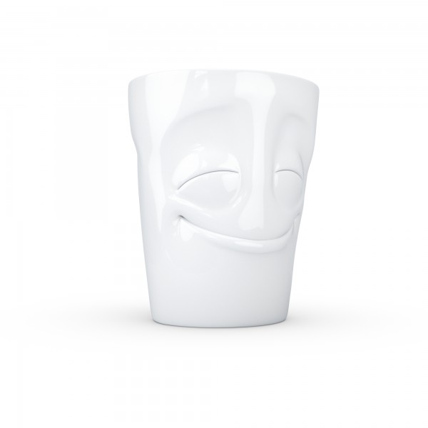 Henkelbecher "Vergnügt" 350 ml (weiß)