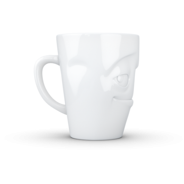 Henkelbecher "Verschmitzt" 350 ml (weiß)