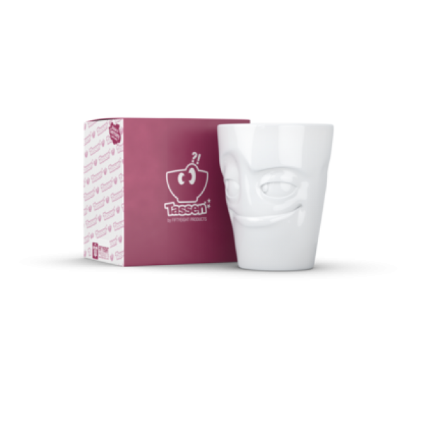 Henkelbecher "Verschmitzt" 350 ml (weiß)