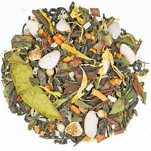 Bio Mandel Zitronenplätzchen natürlich, Bio Weißer Tee mit Blüten und Gewürzen, aromatisiert