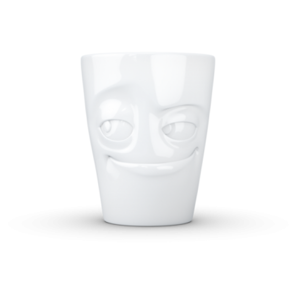 Henkelbecher "Verschmitzt" 350 ml (weiß)