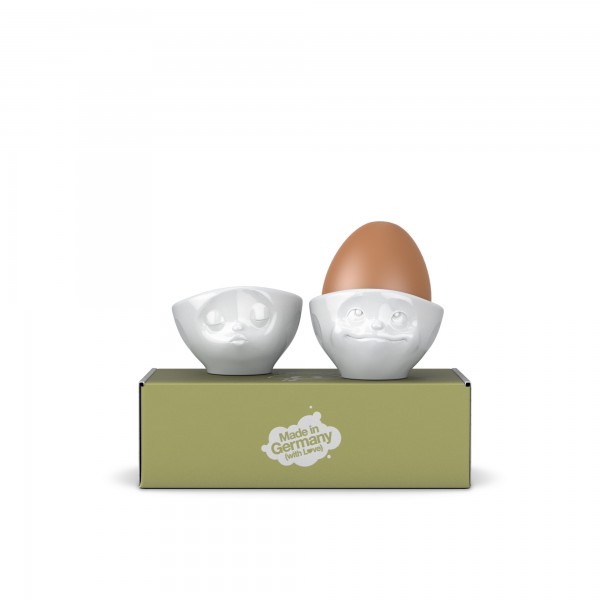 Eierbecher Set 100 ml "küssend/verträumt" weiss
